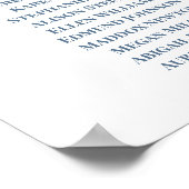 Stoffig Blauw Bloemen Bruiloft Zitbord Poster (Hoek)