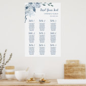 Stoffig Blauw Bloemen Bruiloft Zitbord Poster (Keuken)