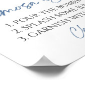 Stoffig Blauw Bloemen Elegant Modern Mimosa Bar Si Poster (Hoek)