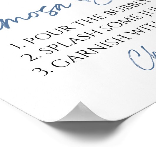 Stoffig Blauw Bloemen Elegant Modern Mimosa Bar Si Poster (Hoek)