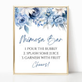 Stoffig Blauw Bloemen Elegant Modern Mimosa Bar Si Poster