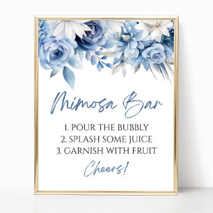 Stoffig Blauw Bloemen Elegant Modern Mimosa Bar Si Poster