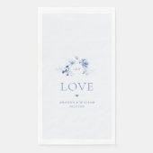Stoffig Blauw Bloemen Gastenhanddoeken met "Love" Servet (Voorkant)