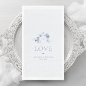 Stoffig Blauw Bloemen Gastenhanddoeken met "Love" Servet