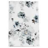 Stoffig Blauw Bloemen Gift Bag Medium Cadeauzakje (Voorkant)