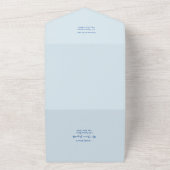 Stoffig Blauw Bloemen Goud Bruiloft All In One Uitnodiging (Buitenkant)