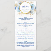 Stoffig Blauw Bloemen Goud Bruiloft Menu (Voorkant)