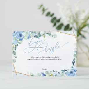 Stoffig Blauw Bloemen Goud Geometrische Luier Raff Informatiekaartje