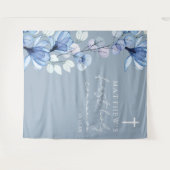 Stoffig Blauw Bloemen Heilige Communie Foto Achter Wandkleed (Voorkant (horizontaal))