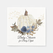 Stoffig Blauw Bloemen Herfst Pompoen Goud Baby sho Servet (Voorkant)