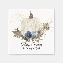 Stoffig Blauw Bloemen Herfst Pompoen Goud Baby sho Servet