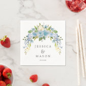 Stoffig Blauw Bloemen Huwelijk Servet Cocktail Ser (Insitu)