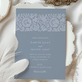 Stoffig Blauw Bloemen Huwelijk Sierlijk Kaart