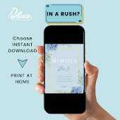 Stoffig Blauw Bloemen Hydrangea Mimosa Bar Douche Poster