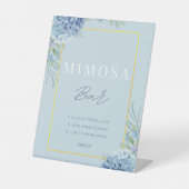 Stoffig Blauw Bloemen Hydrangea Mimosa Bar Douche Reclamebord Met Voetstuk (Voorkant)