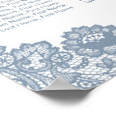 Stoffig Blauw Bloemen Kant Trouwstoel Grafiek 12 Poster (Hoek)