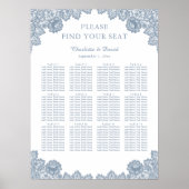 Stoffig Blauw Bloemen Kant Trouwstoel Grafiek 12 Poster (Voorkant)