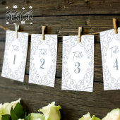 Stoffig Blauw Bloemen Kant Trouwtafel Nummer Kaart