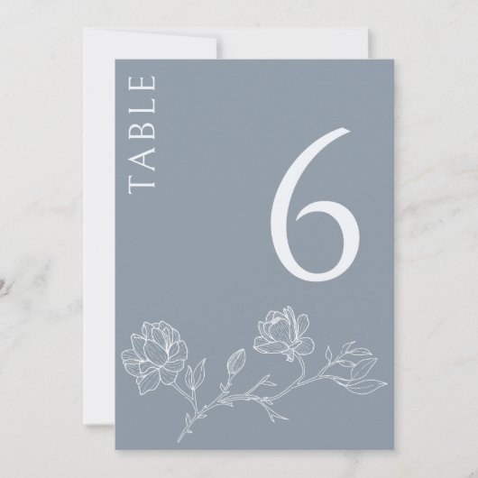 Stoffig blauw bloemen klassieke bruiloft tafel num kaart (Voorkant)
