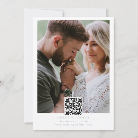 Stoffig Blauw Bloemen Lente groen bruiloft Save th Save The Date (Achterkant)