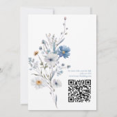 Stoffig Blauw Bloemen Lente groen bruiloft Save The Date (Achterkant)