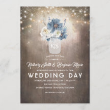 Stoffig Blauw Bloemen Mason Jar Rustiek Land Bruil