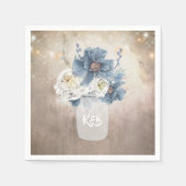 Stoffig Blauw Bloemen Mason Jar Rustiek Land Servet (Voorkant)
