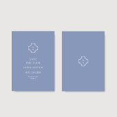 Stoffig Blauw Bloemen Monogram Bruiloftsflat Save The Date