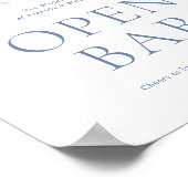 Stoffig Blauw Bloemen Open Bar Trouwbord Poster (Hoek)