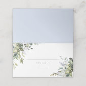 Stoffig Blauw Bloemen Place Card Plaatskaartje (Buitenkant ongevouwen)