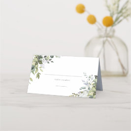 Stoffig Blauw Bloemen Place Card Plaatskaartje