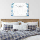 Stoffig Blauw Bloemen Trouwstoel Grafiek Sjabloon Canvas Afdruk (Insitu (Slaapkamer))