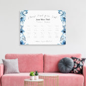 Stoffig Blauw Bloemen Trouwstoel Grafiek Sjabloon Canvas Afdruk (Insitu (Woonkamer))