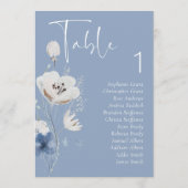 Stoffig Blauw Bloemen Trouwtafel Zitting Grafiek K Kaart (Achterkant)