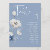 Stoffig Blauw Bloemen Trouwtafel Zitting Grafiek K Kaart (Voorkant)