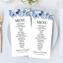 Stoffig Blauw Bloemen Tuin Trouwen Menu