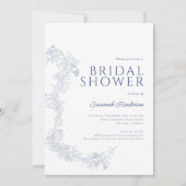  Stoffig Blauw Bloemen Vrijgezellenfeest Kaart (Voorkant)