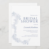  Stoffig Blauw Bloemen Vrijgezellenfeest Kaart (Voorkant / Achterkant)