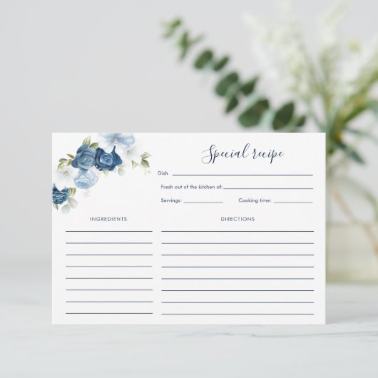  Stoffig Blauw Bloemen Vrijgezellenfeest Recept (Staand voorkant)