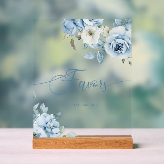 Stoffig blauw bloemenbruids Favorieten Acryl Bord (Neutraal)