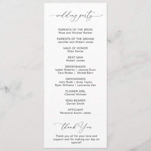 Stoffig blauw bloemenbruiloft programma programmakaart (Achterkant)