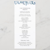 Stoffig blauw bloemenbruiloft programma programmakaart (Achterkant)