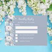 Stoffig blauw bloemenbruiloft RSVP Notitiekaartje