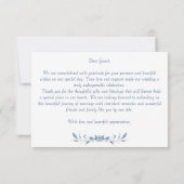 Stoffig blauw bloemengroen lint elegante bruiloft bedankkaart (Achterkant)