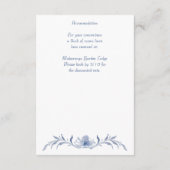 Stoffig blauw bloemengroen lint elegante bruiloft informatiekaartje (Achterkant)