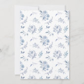 Stoffig blauw bloemengroen lint elegante bruiloft kaart (Achterkant)