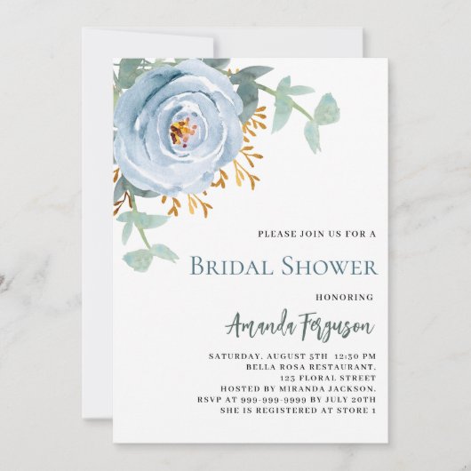 Stoffig blauw bloemengroen Vrijgezellenfeest Kaart (Voorkant)