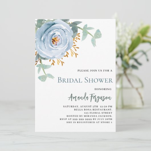 Stoffig blauw bloemengroen Vrijgezellenfeest Kaart (Staand voorkant)