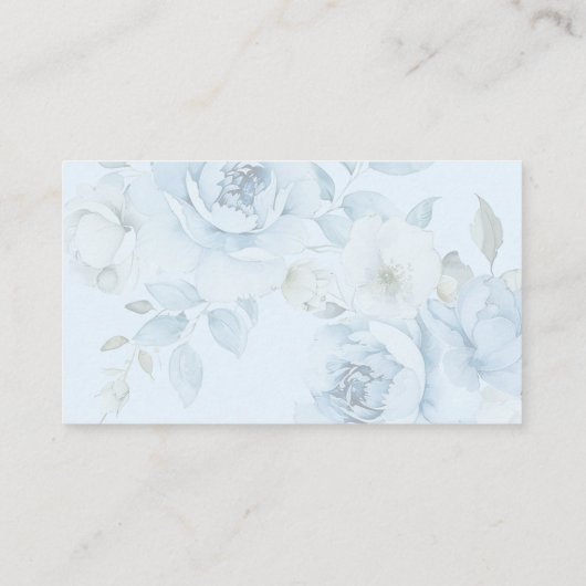 Stoffig blauw bloemenhoeveel kussen bruids spel informatiekaartje (Achterkant)