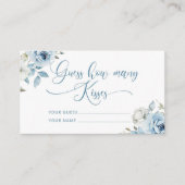 Stoffig blauw bloemenhoeveel kussen bruids spel informatiekaartje (Voorkant)